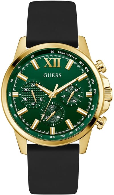 Guess Walker Multifunctioneel Horloge Zwart Kast Gemaakt Van 100% Roestvrij Staal En Een Armband Van 100% Siliconen 44 GW0913G3, GW0913G4