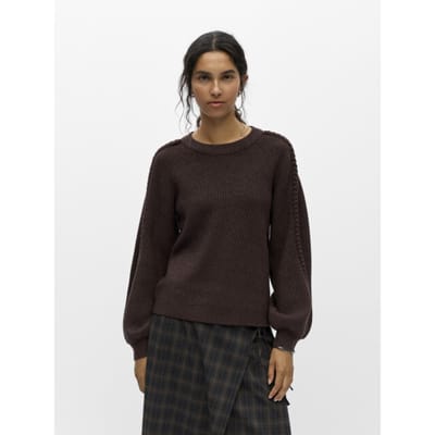 Object Objhannah L/s Re Knit Pullover Noos Truien & vesten Dames - Sweater - Hoodie - Vest- Bruin - Maat L