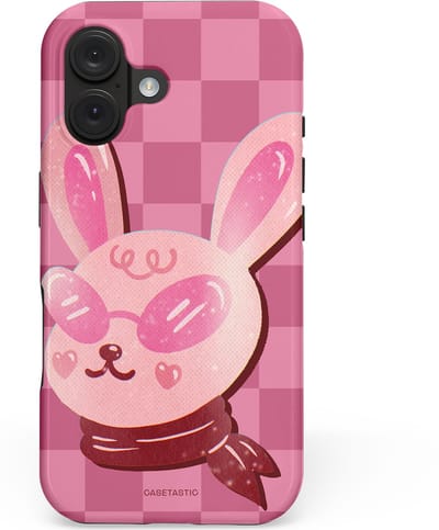 Casetastic hoesje geschikt voor Apple iPhone 16 - MagSafe - Dubbellaagse bescherming - Luxe konijntje - Fashion Case - Koraal Lichtroze Lila