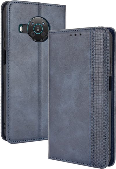 Coverup Hoesje - Geschikt voor Nokia X10 / X20 Hoesje - Coverup Vintage Style Book Case - Blauw