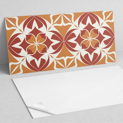 Coloray Wandpanelen Zelfklevend - Symmetrisch plantenpatroon PVC Wandpaneel - 100 cm x 50 cm - Oranje Wandbekleding Zelfklevend - 1 stuk - Mozaïeken Wandpanelen Zelfklevend - Wandpanelen Keuken - Wandpaneel Badkamer