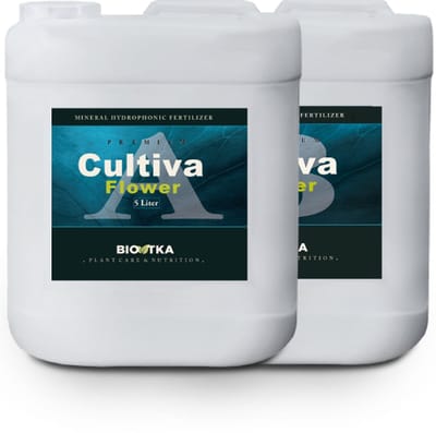 BioTka HYDRO CULTIVA FLOWER A + B 5 Ltr. Bloei (Set) plantvoeding - supplement - booster - planten - bio supplement - hydro plantvoeding - plantvoeding aarde - kokos - kokos voeding - hydro - hydroponic - organische plantenvoeding