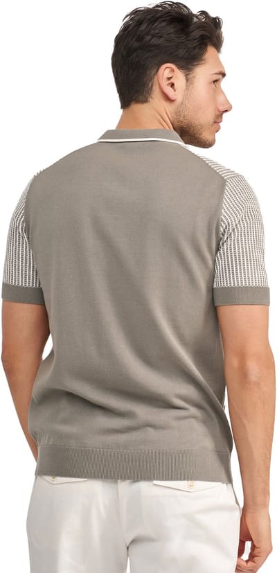 Poloshirt Blue Industry geprint met rits korte mouw groen