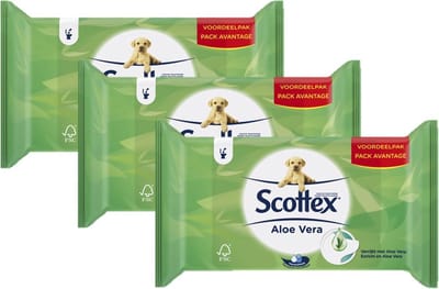 Scottex Vochtig toiletpapier Aloe Vera 126 doekjes (3x42)