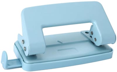 2-gats perforator, metallic blauwe dubbele perforator, 2-gats perforator voor mappen, instelbare handmatige perforator Kantoorperforator voor A4/A5/B5 losse boeken en huishoudelijke artikelen (blauw)