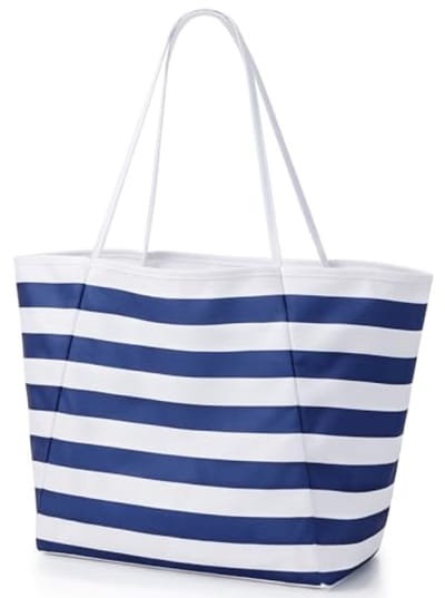 Grote waterdichte strandtas - 23L capaciteit - Opvouwbaar en lichtgewicht - Geschikt voor zwembad, sport, reizen en boodschappen - Blauw gestreept