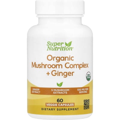 Super Nutrition, Biologisch Paddenstoelencomplex + Gember, 60 Plantaardige Capsules