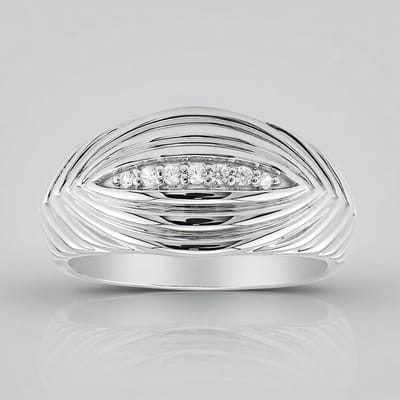 Cavill - Zilveren ring 925 Sterling Zilver - Cambodjaanse natuurlijke zirkonen rond 0,086 ct - Elegante dames statement ring met golvende lijnen