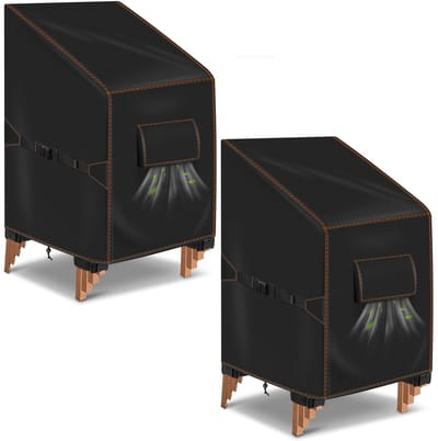 Dailygoods- Tuinstoelhoes Waterdicht - 2 Stuks - UV-bestendig - Winddicht - Winterbestendig - Geschikt voor hoge rugleuning - 80 x 85 x 60/90 cm - Afdekhoes