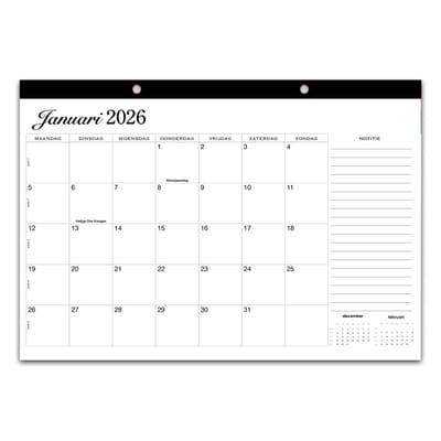 Huurdies® Kalender 2026 – 18 Maanden Bureauplanner & Wandkalender – A3 Formaat (42x30 cm) – Met Weeknummers, Feestdagen & Notities – Januari 2026 t/m Juni 2027