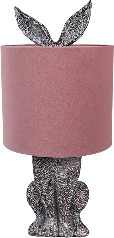 Clayre & Eef Tafellamp Konijn Ø 20x43 cm Bruin Roze Polyresin
