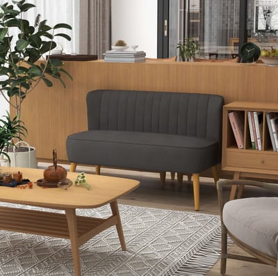 STILVORA Zitbank 117 x 56,5 x 77 cm - Compacte 2-Zits Loveseat Met Comfortabele Schuimvulling - Voor Woonkamer En Kleine Ruimtes - Polyester Donkergrijs