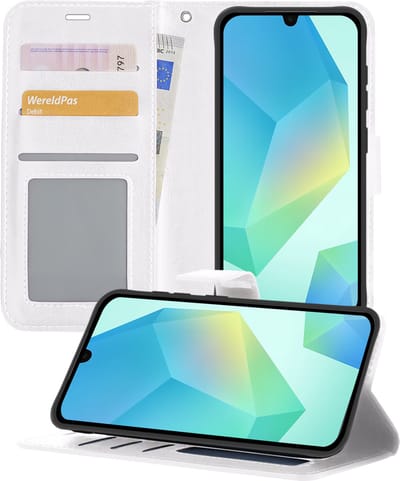 Hoesje - Geschikt voor Samsung Galaxy A16 - Luxe Bookcase - Walletcase Hoes - Portemonnee - Cover - Telefoonhoes - Wit