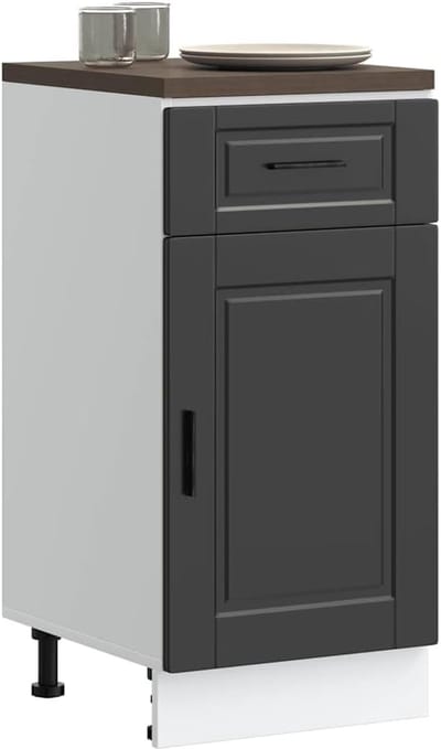 Keukenonderkast - Voorraadkast Servieskast - Keuken Opbergen - Verstelbare Voeten - 87 x 47 x 14 cm - Zwart