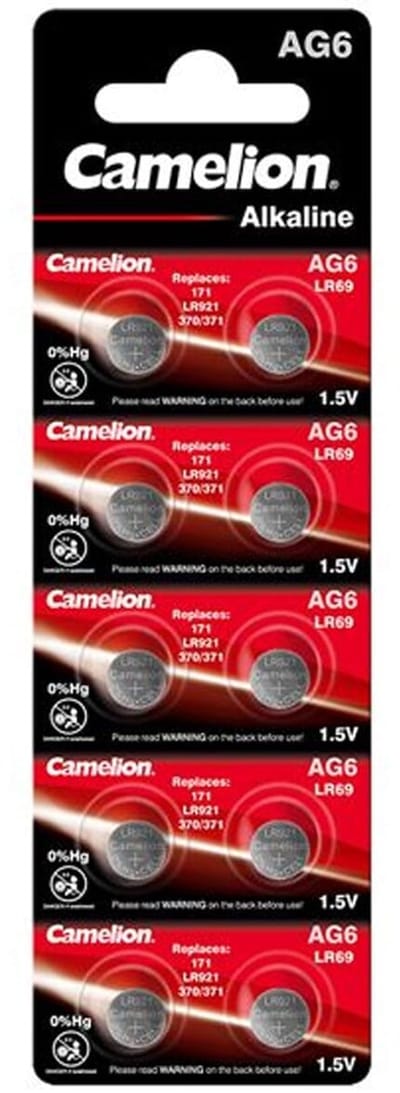 Camelion AG6-BP10 Alkaline knoopcel batterij - LR69/LR921/371 - Blister van 10