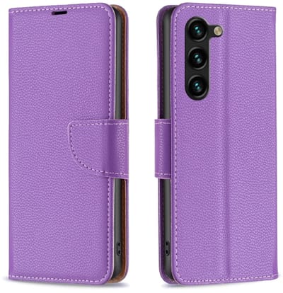 Voor Samsung Galaxy S24+ 5G Litchi textuur pure kleur flip lederen telefoonhoes (paars)