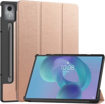 Hoesje - Geschikt voor Lenovo Idea Tab Pro - Dun & Stevig - Hardcover Book Case - Trifold Bookcase Hoes - Hard Cover - Tablethoes - Rosé goud