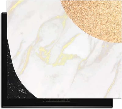 KitchenArt - Marble Chic - Inductie Beschermer - 65x52 cm - Kookplaat Beschermer - Luxe Afdekplaat Inductieplaat - Anti-slip & Oprolbaar - Beschermmat Inductiekookplaat