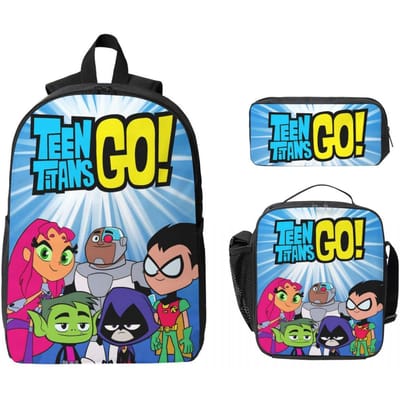 Teens Titans Go Beast Boy Kinderrugzak Lunchbox Etuis voor Jongens Meisjes Rugzakken Schooltas Boekentas Set blue