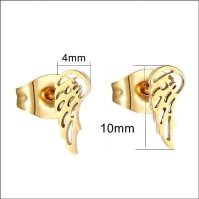 Aramat Jewels | Oorbellen | Stalen Vleugel Oorbellen - Kies Jouw Stijl! | Goudkleur-10x4mm | |5mm | Staal | Kinderen, Volwassenen | Verkleurd niet