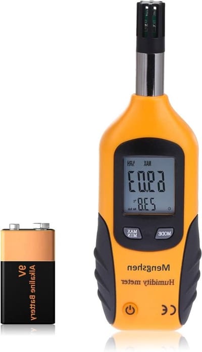Digitale temperatuur- en luchtvochtigheidsmeter met dauwpunt en vochtigheidsboltemperatuur - geschikt voor HVAC industrie en landbouw - batterij inbegrepen