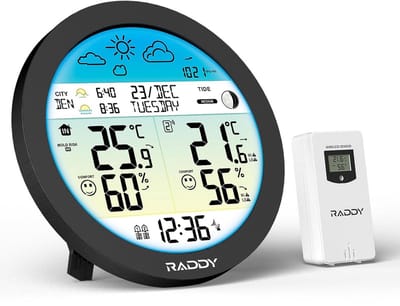 Draadloos weerstation met buitensensor, thermome-hygrometer en groot kleurendisplay