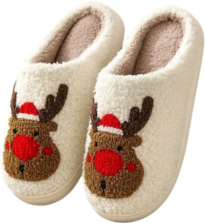 Kerst Eland Slippers – Warme Huissokken voor Dames en Heren – Antislip Winterpantoffels – Maat 36–37 – Schattig en Comfortabel voor Thuis
