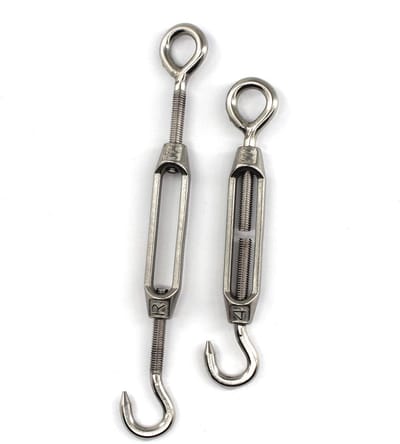 Dailygoods- Draadspanner 6 Stuks - Verstelbare Haak/Oog Set - Roestvrij Staal - Heavy Duty - Waterdicht - Geschikt voor Touw en Waslijn - Spanner
