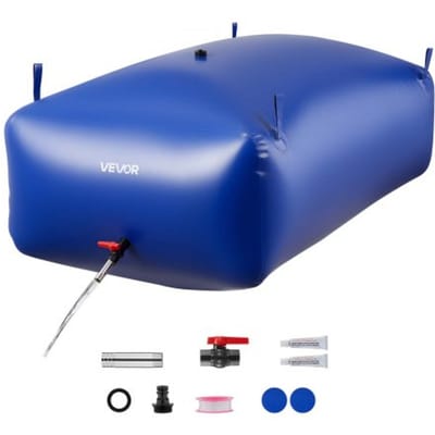 VEVOR Wateropslagzak, 1000 L PVC zachtwaterzak, wateropslagcontainer, lekvrije en slijtvaste watertank voor buitenbesproeiing van campers, campings en noodgevallen
