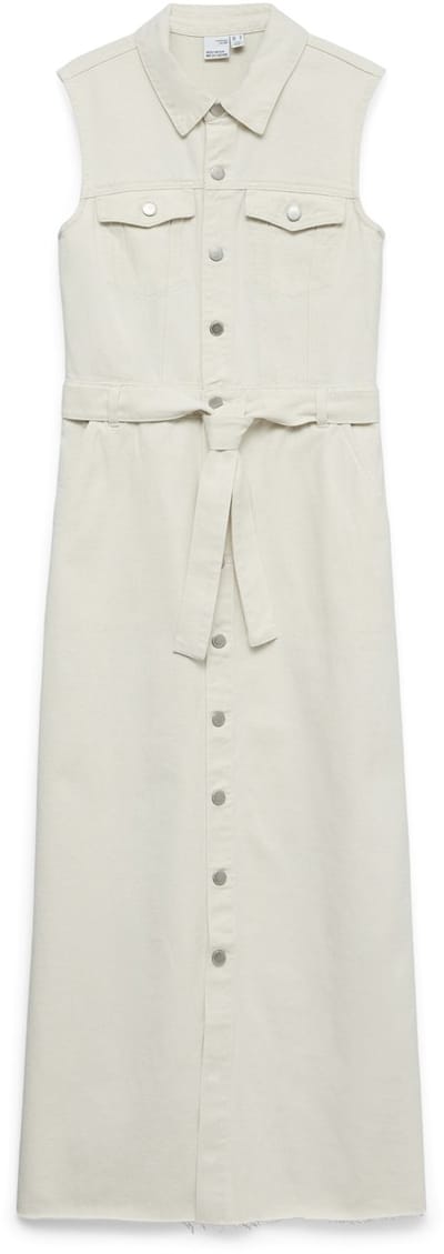 VERO MODA - VMMOLLY SL ANK DENIM ECRU DRESS - Dames - Maxi jurken