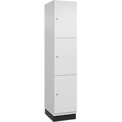 C+P Cambio lockerkast, 1 vak, 3 vakken, met plint, B 400 x D 525 x H 1980 mm, verkeerswit