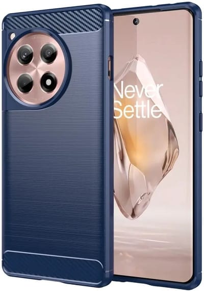 Geborsteld TPU Hoesje Geschikt voor OnePlus 12R | Beschermhoes | Back Cover | Flexibel TPU | Stijlvol Carbon | Dun | Blauw