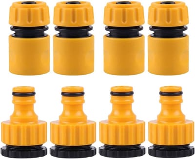 Set van 8 Slangconnectoren, 4 Stuks 1/2 Inch en 4 Stuks 3/4 Inch, 2-in-1 Tuin Kraan Connectoren voor Tuin en Thuisgebruik