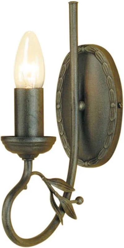 Landelijke Wandlamp - Steady Lighting - Metaal - Landelijk - E14 - L: 17.5cm - Voor Binnen - Woonkamer - Eetkamer - Zwart