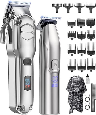 Complete Tondeuse Set Mannen – Baardtrimmer & Haartrimmer & Scheerapparaat – Waterdicht IPX7 – Oplaadbaar Grooming Kit – Ideaal Cadeau