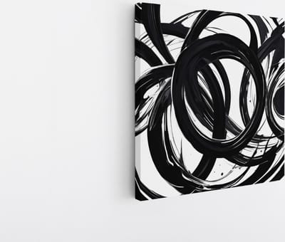 Saammp Canvas Schilderij - Abstract - Geometrische Kunst - Zwart-Wit - 20x20 - Foto op canvas - Wanddecoratie - muurdecoratie Woonkamer - Slaapkamer decoratie - Canvas Print