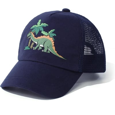 Kinderen Dinosaurus Baseballpet Kinderen Borduurwerk Mesh Zonnehoed 0-5 Jaar Meisjes Jongens Lente Zomer Outdoor Verstelbare Pet met Klep L 3-5Y blue