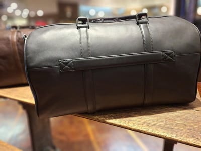 Maverick Black Leather Weekend Bag