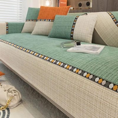 Moderne Gebreide Bankhoes Jacquard Splicing Antislip Combinatie Bankkussen Handdoek Meubilair Stofbescherming Woonkamer 70x70cm 1pcs