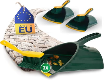 3x Jumbo Klauwenset 2-delige Set Plastic Groen Geel Gebogen Borstels Veegset Stofblik Handbezem (Veegset Klauwenveger, 3)