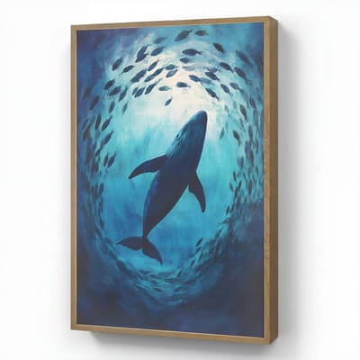 Wandlamp 60x90 cm - Oplaadbaar - Walvis - Vissen - Donkerblauw - Wandlampen binnen woonkamer - Slaapkamer lamp - Decoratieve nachtlamp - Vloerlamp draadloos