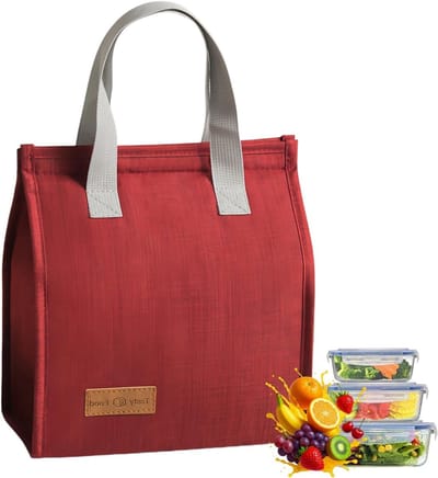 Opvouwbare lunchtas voor dames en heren, thermotas met isolatie, ideaal voor school, werk en picknick (rood)