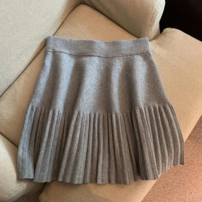 Geplooide rok Dames Winter Hoge taille A-lijn gebreide rok Preppy stijl Dameskleding XL gray