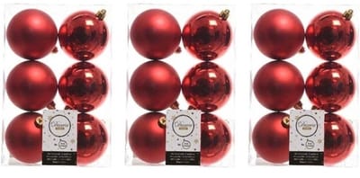 Decoris Kerstballen - 18x st - rood - D8 cm - kunststof - mat/glans - kerstversiering