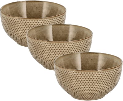 Ramen Kom Set - Set van 3 Aardewerk Kommen - Fruitschaal, Schalen en Kommen voor Soep, Noodles, Ontbijt, Salade en Snacks – Ø14 cm – Vaatwasser Veilig
