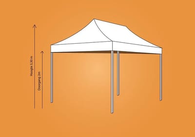 Ambisphere - Plooitent 3x4,5 - Vouwtent 3x4,5 - Easy Up 3x4,5 - ALU - Kleur: WIT INCL ZIJWANDENSET