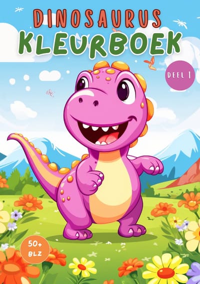 Mega Dinosaurus kleurboek voor kinderen | 60 creatieve uitdagingen | Vanaf 4 | A4 formaat | Paperback | Eenvoudige en herkenbare ontwerpen | Dino's, dinosaurus, T-Rex