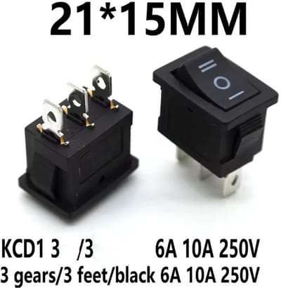 Actie4you® - Wipschakelaar - 250V Max. 16A - 3p aan uit aan klein zwart 21x15MM - 1 Stuk
