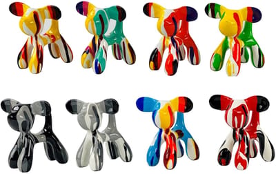 Beeld gilde atelier hondje bobby - 1 willekeurige kleur - 12x10 cm handwerk -multi color