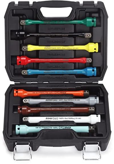 Aandrijfkoppel Beperkende Verlengstangset - 10-delige Torque Sticks met Kleurcodering (65 tot 150 Ft-Lbs)